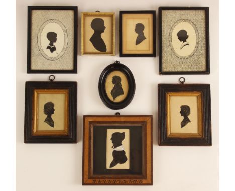 Two watercolour portrait silhouettes, 19th century, each depicting a young girl (probably sisters), one facing dexter, the ot
