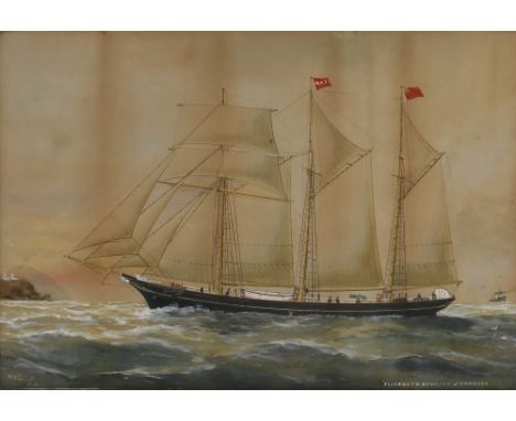 Reuben Chappell of Goole (British, 1870-1940),Portrait of the schooner "Elizabeth Bennett Of Swansea",Watercolour on paper,Si