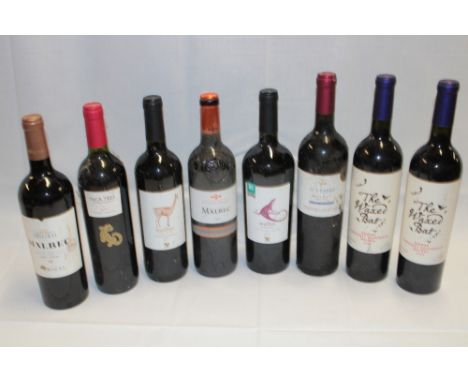 Eight bottles of Malbec red wine including 2020 Cabernet Sauvignon Shiraz, 2017 Inca Tree, 2016 Comte Tolosan etc.