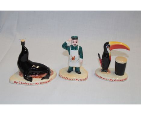 Three Carltonware Guinness advertising figures including seal (GA2197C); toucan (GA2197E) and male figure (GA2197A) (3)