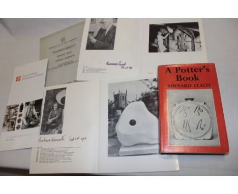 A pair of Bernard Leach and Barbara Hepworth studio catalogues, each signed by Bernard Leach and Barbara Hepworth dated Septe
