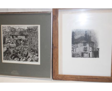 A black and white limited-edition etching "Night Drawings", signed Jane Townshend and one other limited-edition etching "Cots