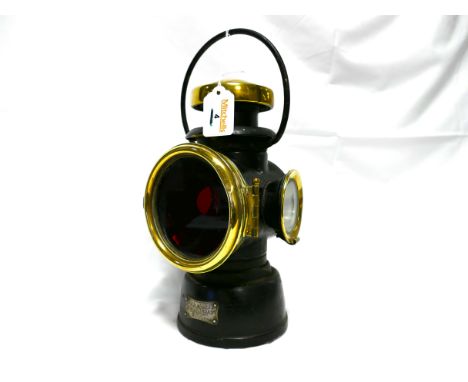 Lucas King of The Road brass No 432 rear oil lamp with two side lenses