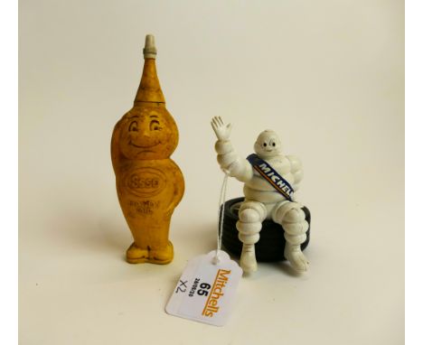 Esso Handy Oil Drip Boy squeezy canister, 15 cm high, and Michelin Man dashboard advertising figure