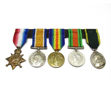 A WWI and WWII Norfolk Home Guard medal group of five consisting of 1914-15 trio named to 7216 PTE. H. GOODWIN NORF. R., Defe