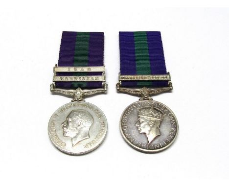 Two George V General Service Medals (GSM): One with Iraq and Kurdistan clasps named to 3453 SEPOY HARDIT SINGH. 87-PUNJABIS. 