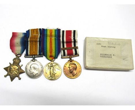 A WWI and later medal group of four consisting of 1914-15 trio and A George VI Special Constabulary Long Service medal with L