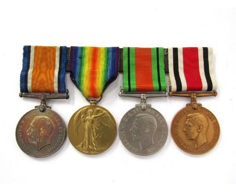 A WWI and WWII Constabulary medal group consisting of WWI War medal and Victory medal named to 42138 PTE. E.G. WATSON BEDF. R