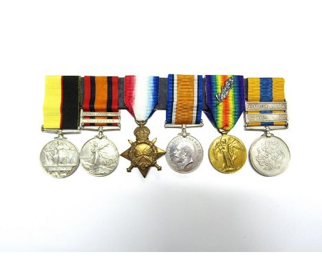 COURT MARTIAL / LOCAL INTEREST: A medal group of five consisting of Victorian Queen's Sudan Medal (1899) named to 3529 PTE. T