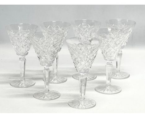 A set of 7 Waterford Crystal “Tyrone” wine glasses. 9x16.5cm.