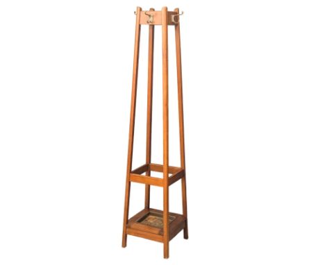 A vintage mahogany hat and coat stand. 39x183cm