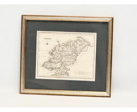 An Early 19th Century Irish band coloured map of Donegal. 1830. Drawn by R. Creighton. Engraved by I. Dower. Reframed. 39x33.