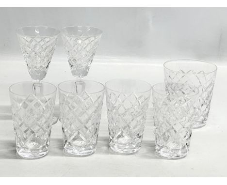 Waterford Crystal “Tyrone” pattern. 4 tumblers, whiskey glass and 2 port glasses.