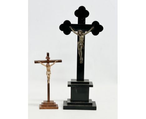 A Late 19th/Early 20th Century crucifix and other. 31cm.