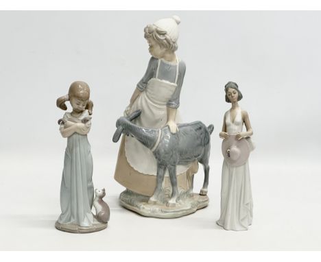 2 Lladro figurines and a large Nao figurine. Summer Soiree 21cm. NAO 30cm