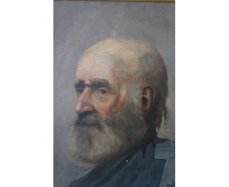 D C Hopton (British 19th century) "Portrait of an Elderly Man" Oil on Canvas, signed and dated 1899 to lower right, 44cm x 34