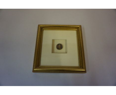 Andrew Young "Military Portrait of Alan Harvey" Miniature Watercolour on Ivory, approximately 2.5cm diameter, within a modern