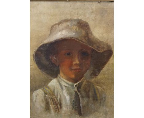 "Portrait of a Child" Oil on Canvas, Unsigned, 48cm x 37cm, framed