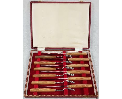 GEE &amp; HOLMES LTD SHEFFIELD STEEL VINTAGE STEAK KNIFE AND FORK SET OF 6 IN ORIGINAL BOX 