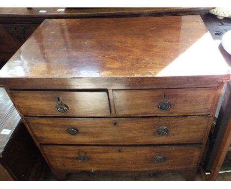 A 19th Century mahogany chest of two short and thee long drawers on bracket feet