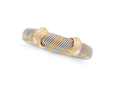 CARTIER, AN OR ET ACIER RING in 18ct yellow gold and steel, comprising alternating sections of gold and steel wire around a g