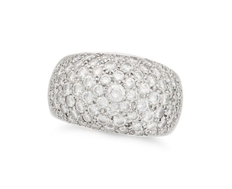 A DIAMOND BOMBE RING the domed face pave set with round brilliant cut diamonds all totalling 2.5-3.0 carats, stamped 750, siz