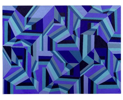 Ebtisam Abdulaziz Ahmed (born United Arab Emirates 1975)The Blues acrylic on canvasexecuted in 202292 x 122cm (36 1/4 x 48 1/
