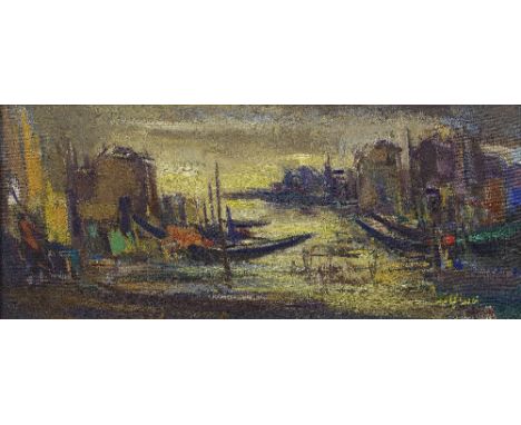 Khaled Al-Jadir (Iraq, 1922-1988)Boats oil on canvas, framedsigned 'Khaled Al Jadir' in Arabic (lower right), executed circa 