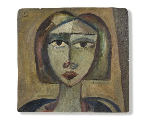 Shakir Hassan Al Said (Iraq, 1925-2004)Female Portrait  oil on board, framedsigned 'Shakir' and dated '1954' (upper left), ex