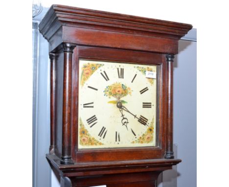 A late 18th/early 19th century mahogany longcase clock, height 195cm, with a 30 hour movement. The dial is 28cm square and si