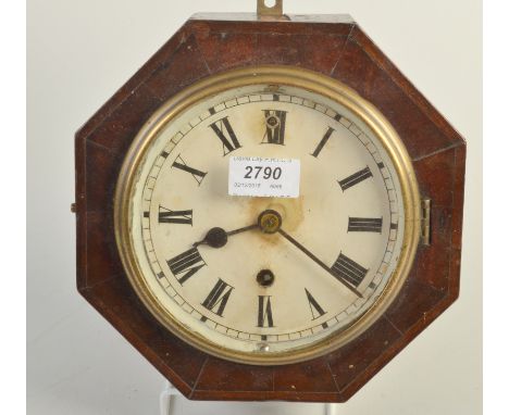 A Victorian octagonal mahogany wall clock.