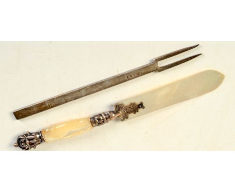 A continental paper knife, a Britannia standard pickle fork.