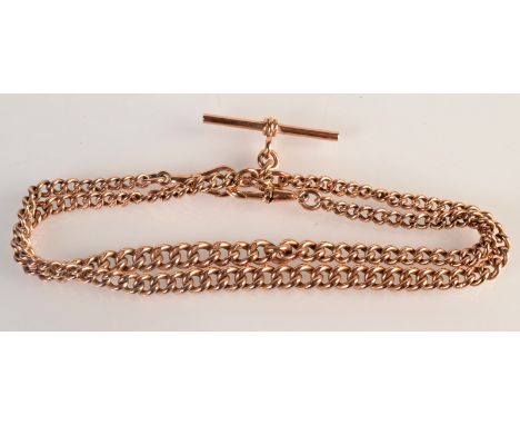 A 9ct. gold double Albert curb link watch chain, 39.4g. Condition Report: 2385 - in good condition, 42 cm long, K&D 9.375
238