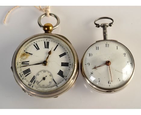 A Georgian, silver cased pocket watch, signed William Morgan, London, together with a nickel cased pocket watch