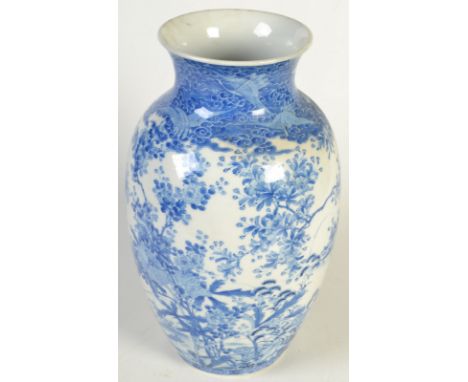 A Japanese blue and white baluster vase, six character mark, height 31cm.  Condition Report: There are very minor surface mar