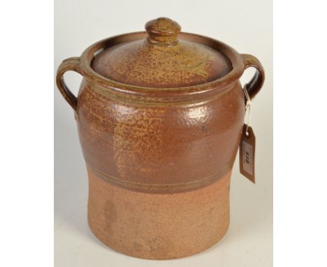 A studio pottery stoneware, twin handle jar and cover, by Walter Keeler, height 25cm, 