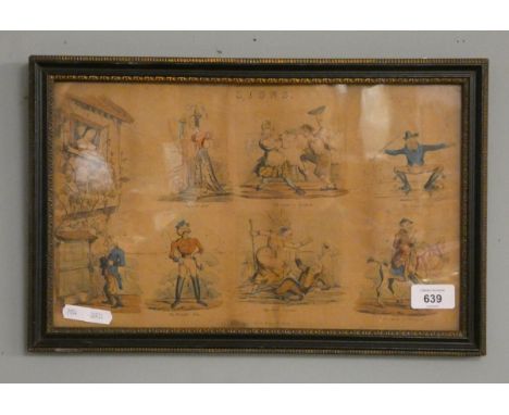 19thC Framed coloured caricature engraving - Signs - H:22cm L:36CM 
