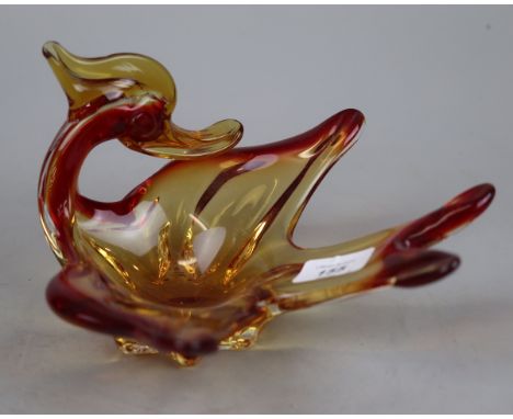 Very Stylish MURANO glass dish in shades of red and amber featuring bird like Creatures head.&nbsp; 