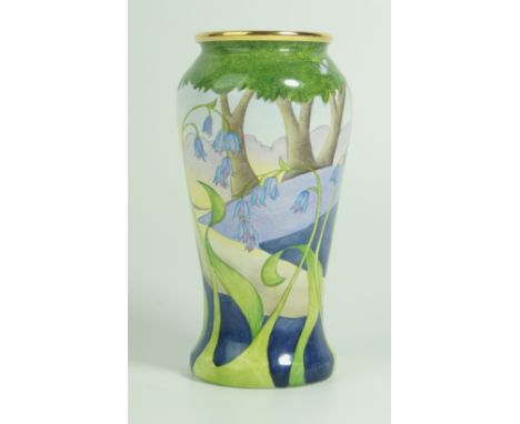 A modern Moorcroft limited edition enamel vaseDecorated in the 'Bluebells' pattern, by Fiona Bakewell, numbered 23/150 and pr