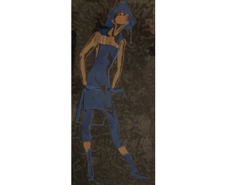 Inga Kallagova-Goehnner (Russian/American, 20th Century) - 'Singing in the Night'Theatre costume design sketch, gouache and i