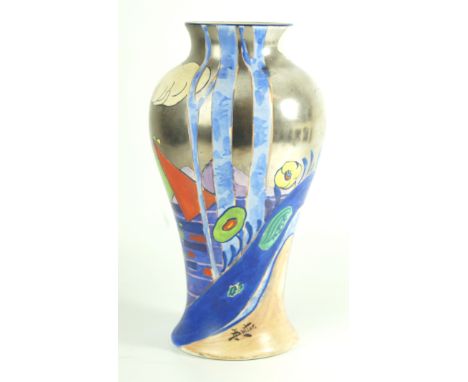 A John Butler A J Wilkinson Meiping shaped vase Decorated in the 'Regatta Tahiti' pattern, hand-painted with stylised boats i
