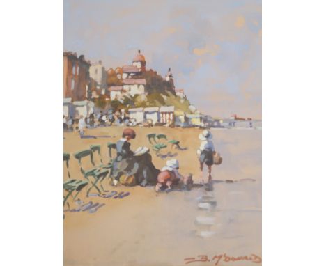 Bernard McDonald (British, b. 1944) - 'Playing on the Beach'Gouache, signed, bears artist's label verso, approx. 22x17cm, ins