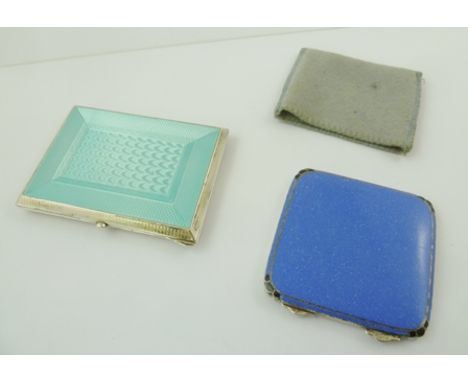 ADIE BROTHERS LTD. AN ART DECO DESIGN SILVER AND ENAMEL POWDER COMPACT, Birmingham 1935, 6.5cm square, together with a silver