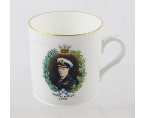 A SHELLEY ROYAL COMMEMORATIVE CERAMIC TANKARD concerning the 1924 visit of The Prince of Wales to South Africa, (the historic