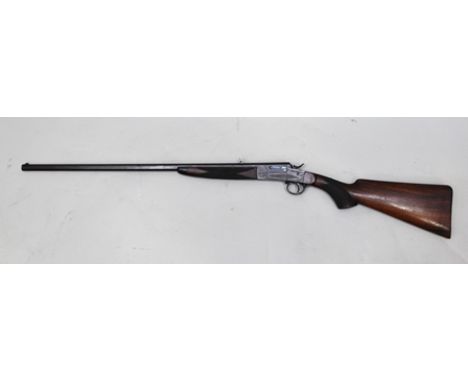 SPORTING RIFLE, SIDE LEVER ACTION, BORED OUT TO .410 SHOTGUN, platinum lined flip up rear sights, engine turned rib, manufact