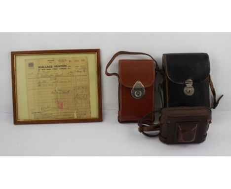 A "WELTINI" BELLOW CAMERA, with a Welta Xenon f:2 lens, in leather case, complete with a 1946 framed receipt for the camera p
