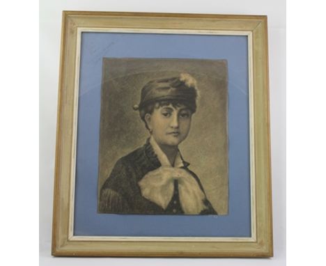 LATE 19TH CENTURY EUROPEAN SCHOOL Portrait of Madam Rotolchka, wearing a hat, a Charcoal and Chalk Drawing, inscribed to the 