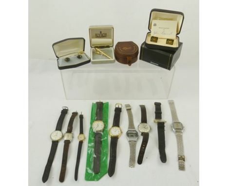 A 1980's TISSOT GENTLEMAN'S MECHANICAL WRIST WATCH, having steel case silvered baton dial with subsidiary calendar, a 1940's 