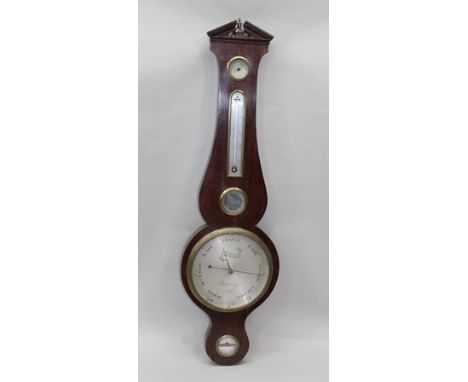 M WOLLER OF BIRMINGHAM A 19th century mahogany cased five dia barometer, with hydrometer, barometer, thermometer, etc, main d