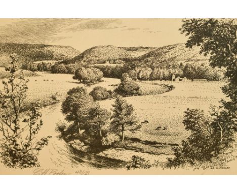 *Local Interest - After Geoffrey H. Pooley (b.1908, British), monochrome print, 'Ruskin's View', after a pen and ink sketch, 